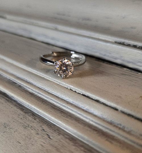 Bague DESTINÉE Argent&Moissanite (T.réglable ≤61)