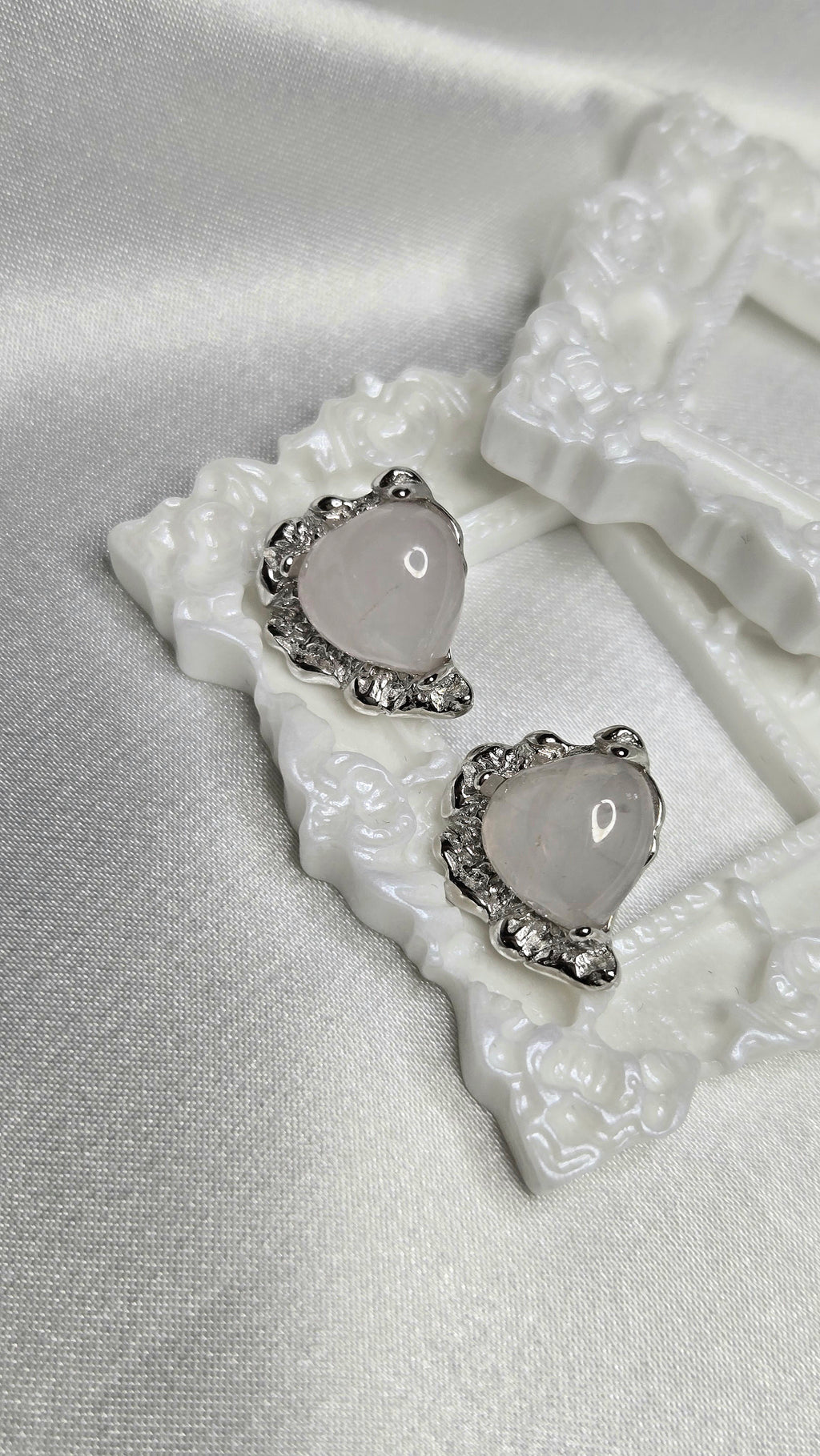Boucles d'oreilles AGALIENNE (Agate rose naturelle&Argent 925)