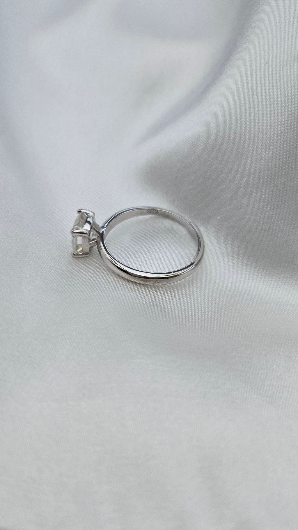 Bague Solitaire Asscher(T.réglable ≤61)